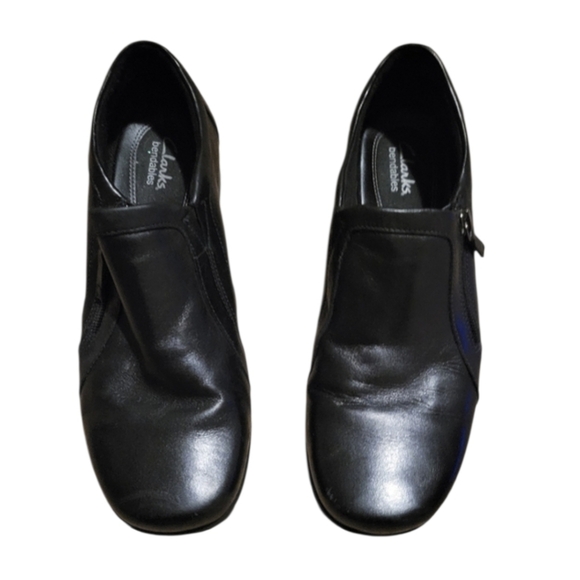 CLARKS LEATHER BENDABLES Clogs Black Size 10 - Picture 4 of 9